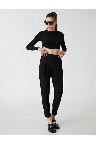 Koton Pantaloni morcov în talie cu nervuri elastice