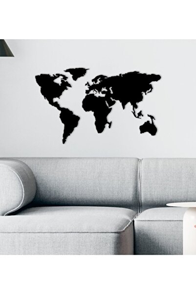 Bk Gift Gift Dünya Haritası Tasarımlı Ahşap Duvar Süsü