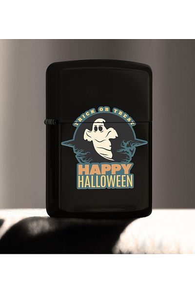 Bk Gift هدية Happy Halloween تصميم ولاعة معدنية سوداء تعمل بالبنزين - 7