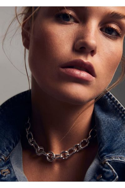 MANGO Woman Colier cu lant cu margele