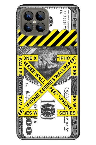 omix X600 Kılıf Silikon Tioserisi Desenli Resimli - Off White Dollar