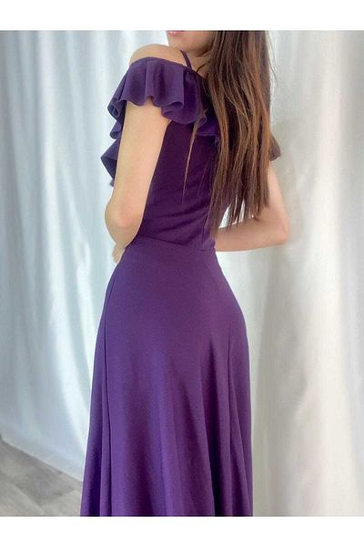 Secret Passion Lingerie Rochie lungă decoltată la piept, mov, din țesătură creponată, cu fante 582190   699