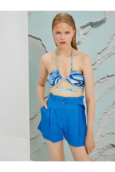 Koton Şahika Ercümen X - Σορτς Silk Look με λεπτομέρεια ζώνης