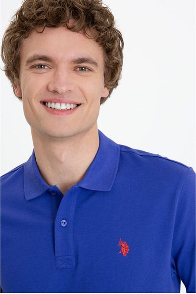 U.S. Polo Assn. Βάση. Ανδρικό Μπλε μπλουζάκι Polo Assn Polo Collar Slim Fit No Pocket