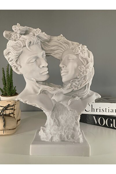LivadoHome Aşıklar Dekoratif Çift Büst Heykel
