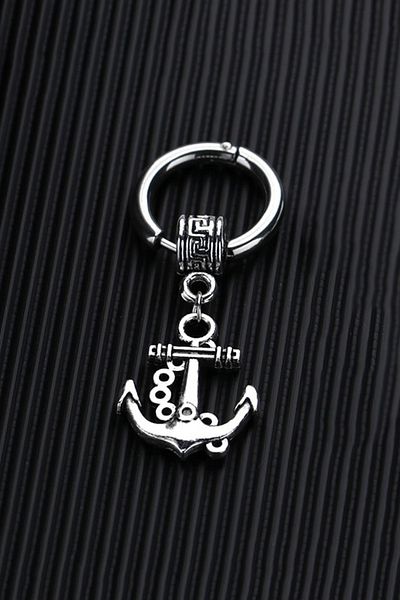 The Collection Unisex Stainless Steel Anchor Pendant Hoop Earrings