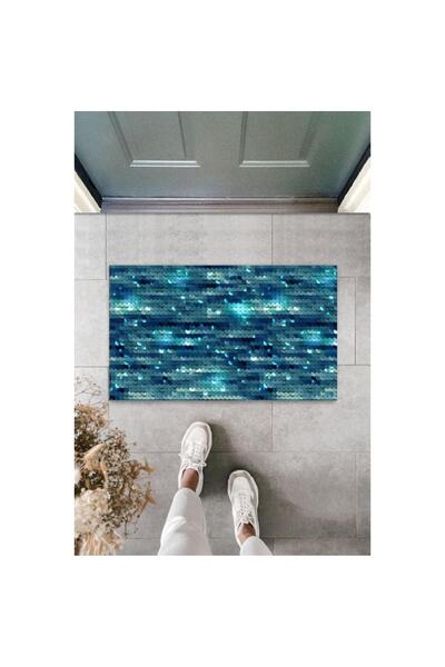 Dormot Home Декоративний цифровий килимок для дверей з синіми вставками Килим...