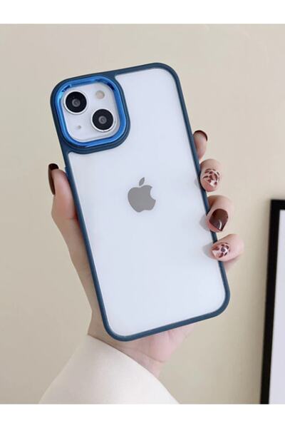 Ceponya Iphone 13 Uyumlu Akrilik Kaplama Şeffaf Renkli Lens Koruma Çerçeveli ...