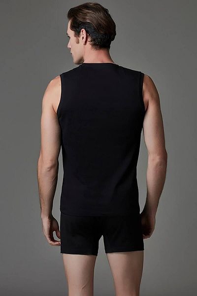 Eros Men's Black 2-Piece V-Neck Sleeveless Undershirt Es011521
