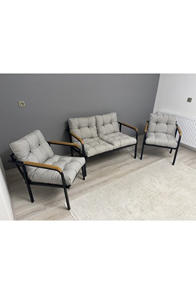 MODERN Merkür Balkon, Bahçe, Cafe - Metal Kanepe Koltuk Takımı - 2+1+1