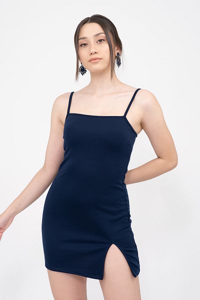 Soyo Γυναικείο Μίνι Φόρεμα Navy Blue με λουράκι
