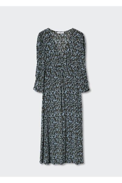 MANGO Woman Desenli Pilili Elbise