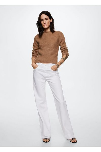 MANGO Woman Dzianinowy sweter z dekoltem w łódkę