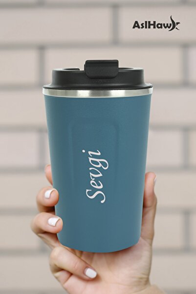 ASELESME Kişiye Özel Isimli Baskılı Termos 304 Paslanmaz Çelik 380 Ml Çift Katmanlı Termos Mug