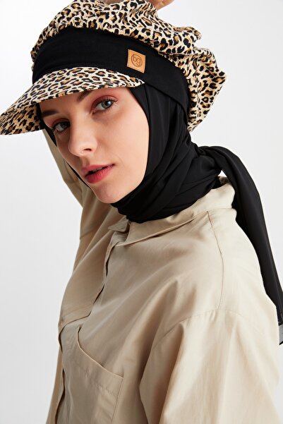 Butikgiz Pereche de șal mătăsos și șal mătăsos din șifon multiplu Hijab pentru femei și pereche de pălării cu vizieră pieptănată din bumbac - Confortabil, foarte ușor