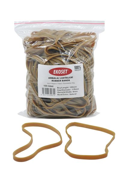 ekoset 180x6mm Wide Rubber Pack Packaging Case Rubber 100 Pieces