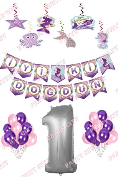 Party City Deniz Kızı Konsepti 1 Yaş Doğum Günü Süsleme Seti