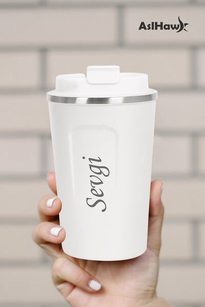 ASELESME Kişiye Özel Isimli Baskılı Termos 304 Paslanmaz Çelik 380 Ml Çift Ka...