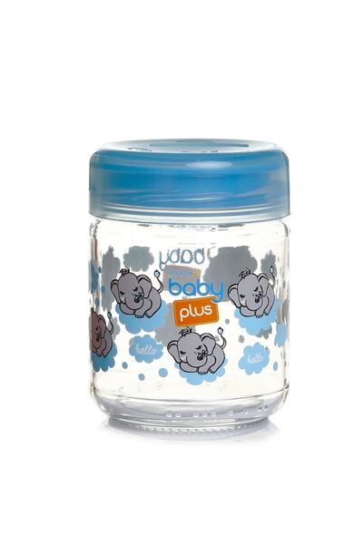 Baby Plus برطمان طعام زجاجي بيبي بلس 200 سي سي باللون الأزرق
