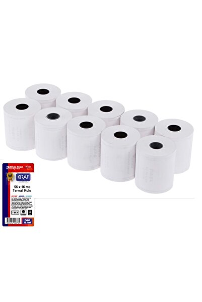 KRAF Termal Rulo Yazarkasa Pos Kağıdı 56mmx16m 10 Lu Paket