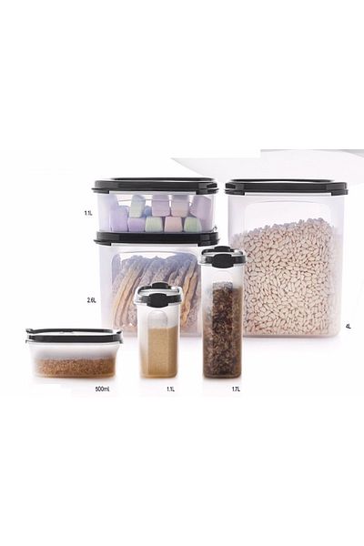 Tupperware 6-Piece Dowry Oval Storage Set Black Cover Esc