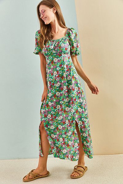 Bianco Lucci Rochie de damă cu model floral cu guler Madonna