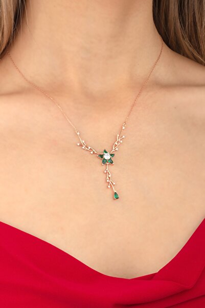 Miavi Silver 925 Ayar Gümüş Aquamarine Nergis Çiçeği Sarmaşık Kolye