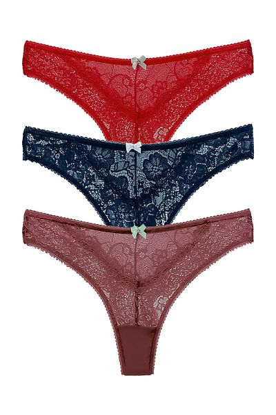 HNX 3-Piece Lace Thong Women's Panties