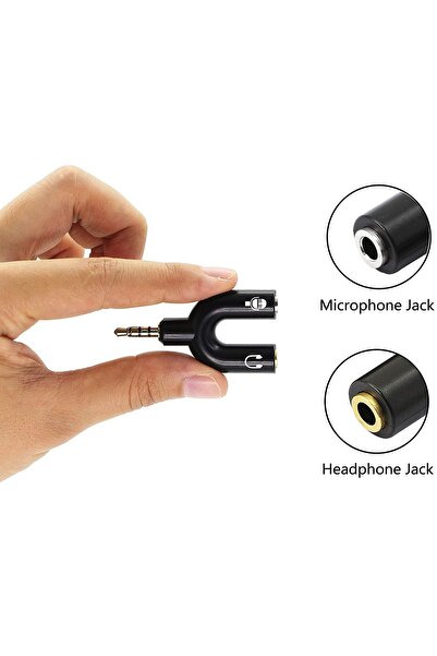 aogo Kulaklık Mikrofon Birleştirici Aparat 3.5mm Erkek 2x3.5mm Dişi Kulaklık Mic Audio Y Splitter Headpho