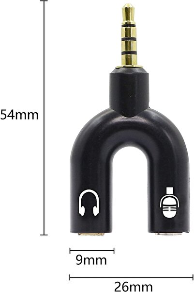 aogo Kulaklık Mikrofon Birleştirici Aparat 3.5mm Erkek 2x3.5mm Dişi Kulaklık Mic Audio Y Splitter Headpho
