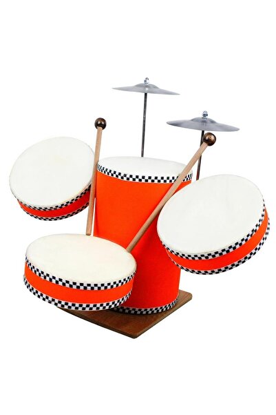 Genel Markalar Standlı Ahşap Ve Orjinal Deri Çocuk Bateri Seti Ahşap Davul Bateri