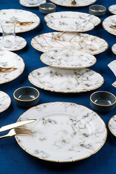 ACAR Focus 27 Parça 6 Kişilik Porselen Kahvaltı Takımı Brunch Set 12352