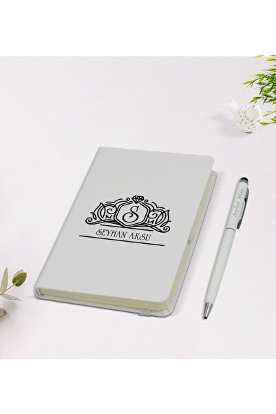 Bk Gift Kişiye Özel Isimli 9x14cm Beyaz Defter Ve Kalem Hediye Seti - Model 13
