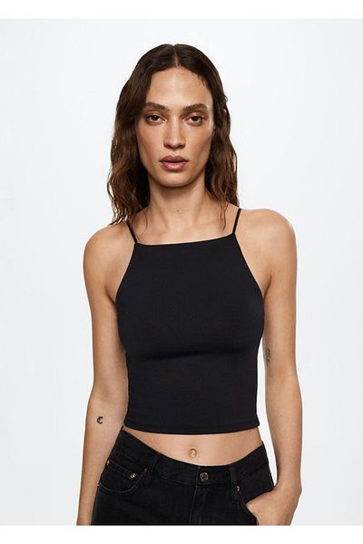 MANGO Woman Halter Neck Crop Blouse