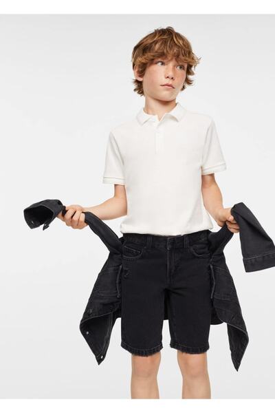 MANGO Kids Zerrissene, detaillierte Bermuda-Jeansshorts