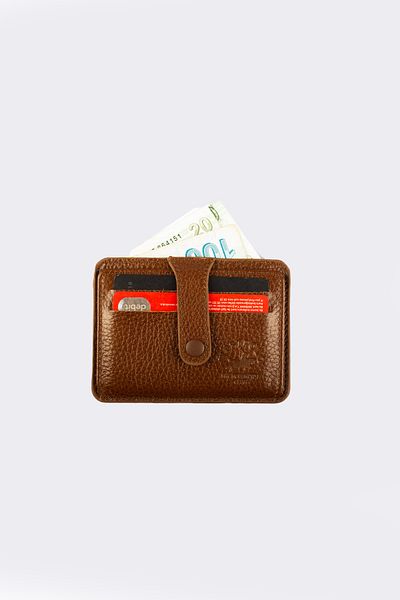 By Hakan West Polo-115 Γνήσιο Δερμάτινο Πορτοφόλι Κάρτας Καφέ