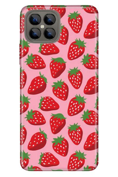 omix X600 Kılıf Silikon Tioserisi Desenli Resimli - Tatlı Çilek