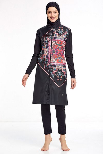MARESİVA Patterned Vest Look Hijab Swimsuit