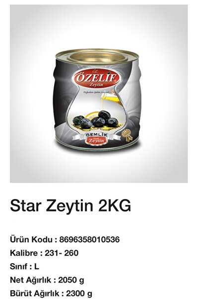 Star Zeytin 2kg Yağlı Sele ( 4 Adet Satış Fiyatıdır )