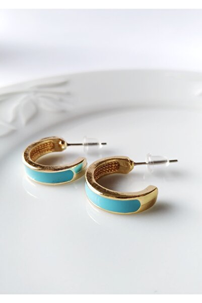 Halley Concept Blue Enamel Hoop Earrings for Women