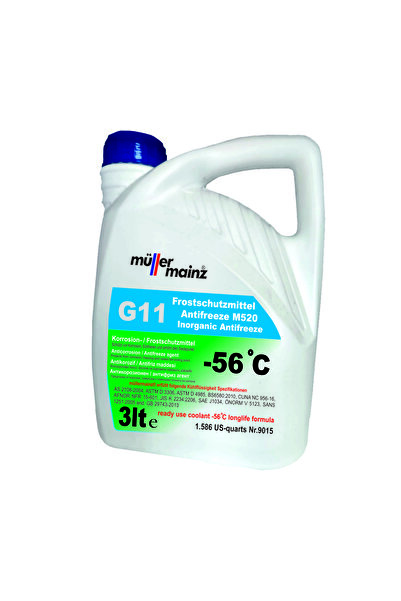 Müller Mainz Antifriz G11 Inorganik Antifiriz -56c Mavi 3lt Üretim Yılı:2025