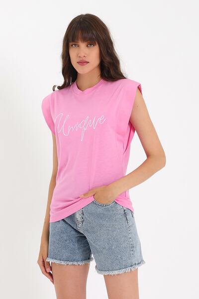 Weyeze Κεντημένο Αμάνικο Basic Πλεκτό T-shirt Ad-y38648wyz