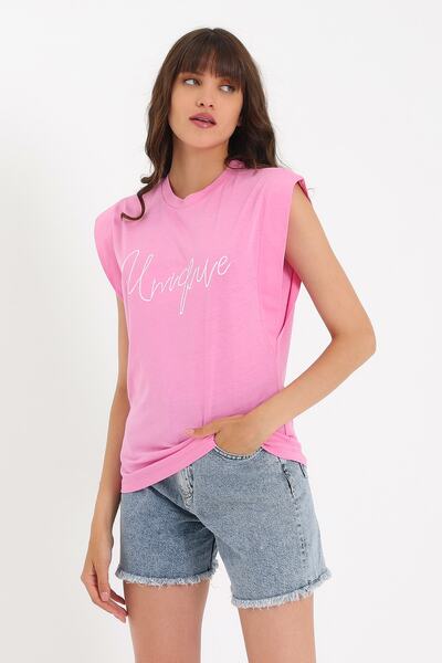 Weyeze Κεντημένο Αμάνικο Basic Πλεκτό T-shirt Ad-y38648wyz