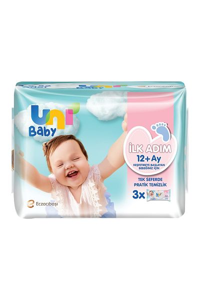 Uni Baby First Step Wet Towel Wipes 3 Pack 156 Sheets