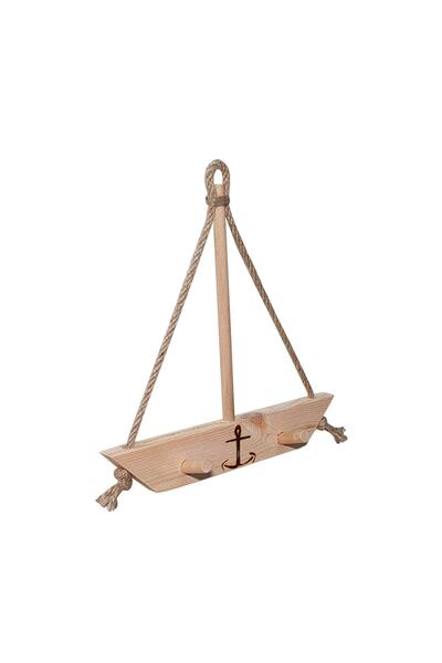 Barış Dizayn Doğal Ahşap Tekne Askılık Anahtar Askısı Kapı Arkası Askısı Havl...