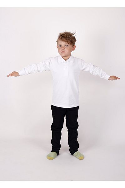 FATELLA Unisex Children's Long Sleeve Regular Fit Comfort Polo Collar Solid Color School Combed Cotton Lacoste T-shirt