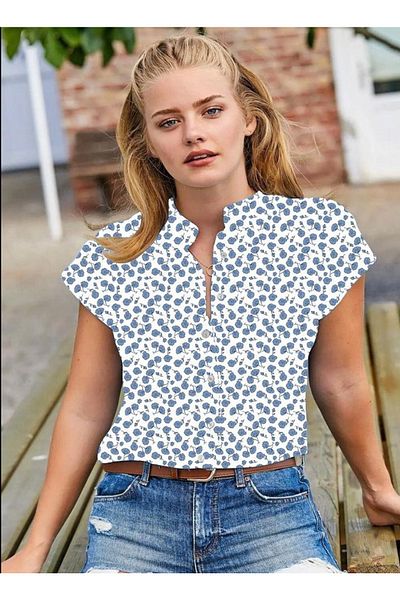 modakyra Cămașă cu mânecă scurtă Legend Woman Ice Blue, Moskrep Fabric Domineering Guler 60 cm (7/10)