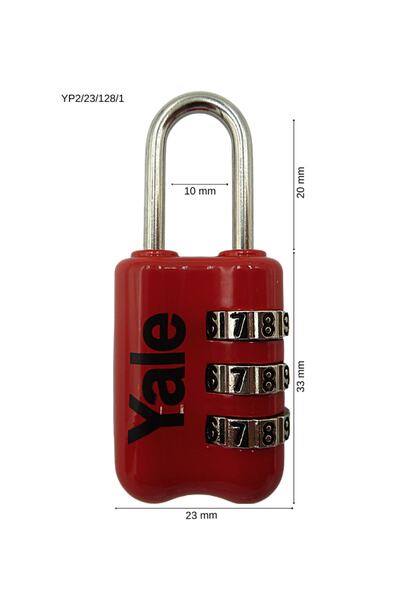 Yale kilit Yale Yp2 Narrow Type Mini Combination Padlock Blister Packaging Red