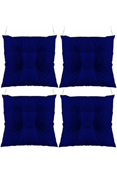 TEZKOTEKSTİL Navy Blue Combination Fluffy Square Chair Cushion 4 Pieces 40 X 40 Cm