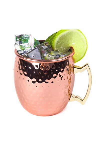 Genel Markalar Bakır Kupa Bardak 500 ml Çekiç İşlemeli Gerçek Bakır İçi Kalaylı